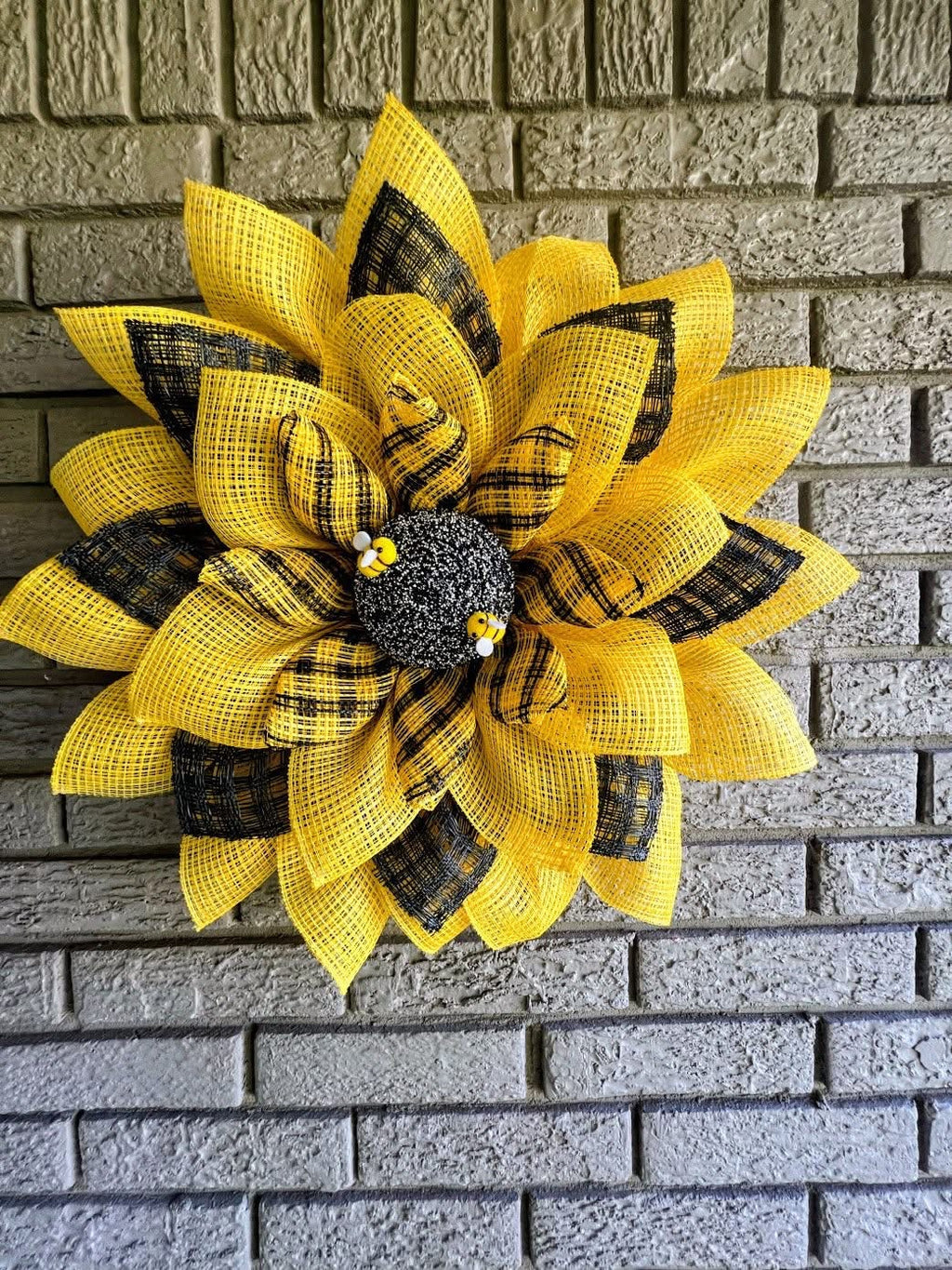 Yellow and Black Sunflower with Bees