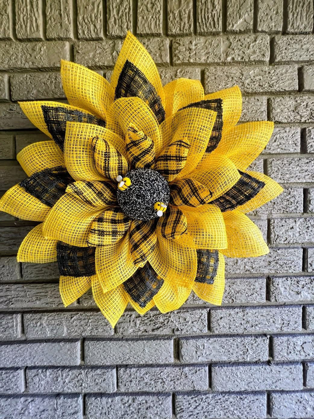 Yellow and Black Sunflower with Bees