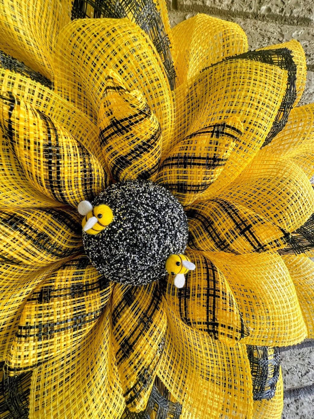 Yellow and Black Sunflower with Bees