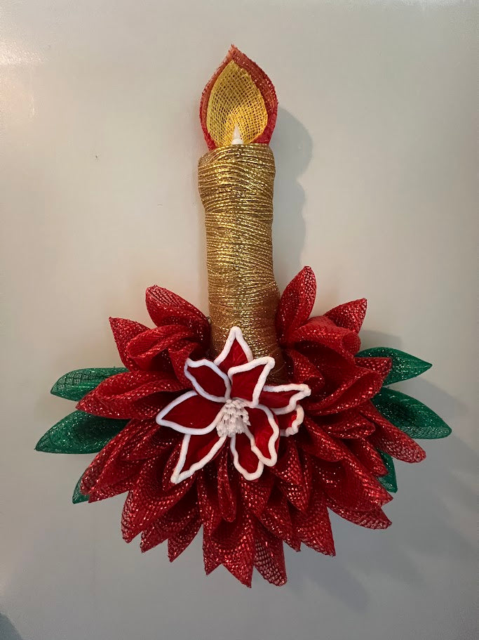 Poinsettia and Candle wreath