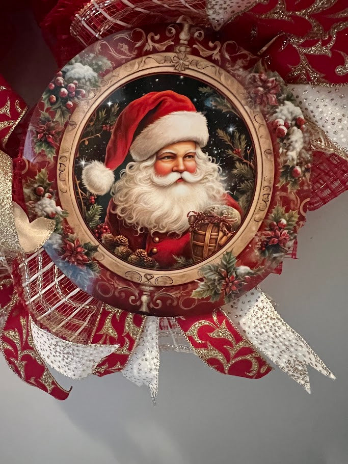 Red and gold Santa wreath
