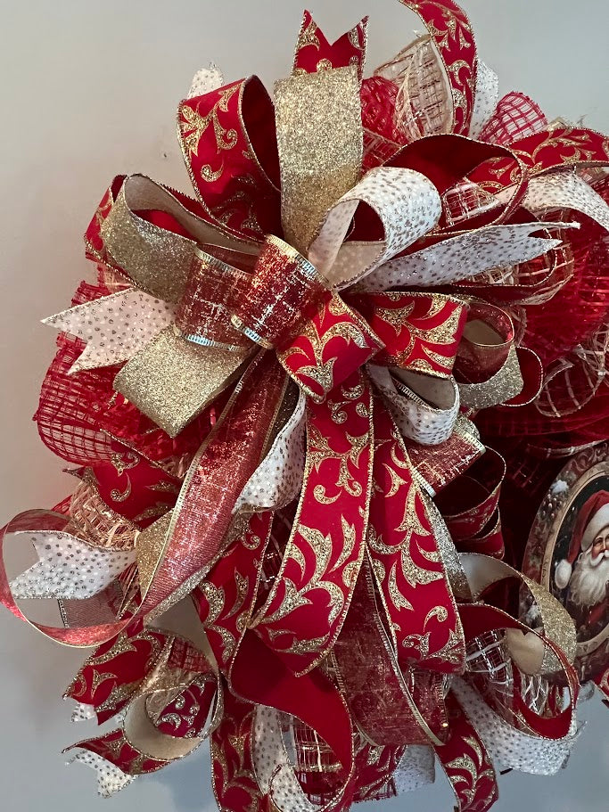 Red and gold Santa wreath
