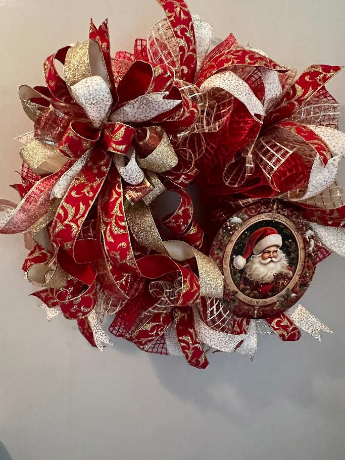 Red and gold Santa wreath