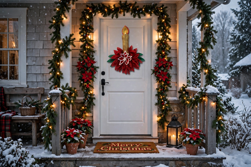Poinsettia and Candle wreath