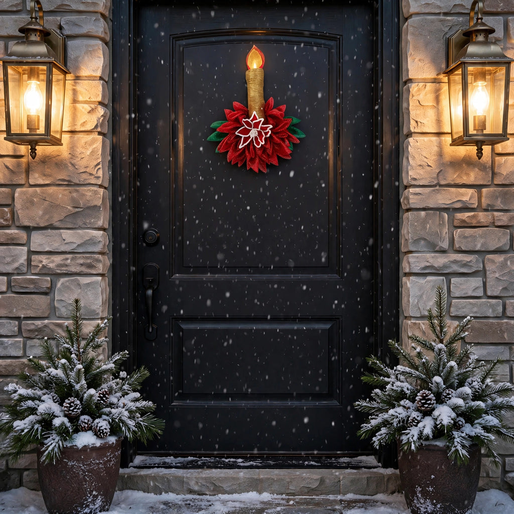 Poinsettia and Candle wreath